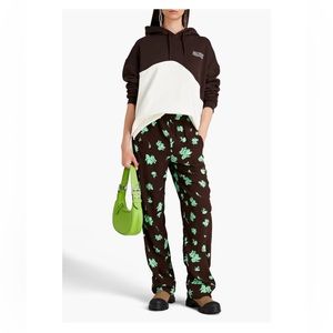 BRAND NEW GANNI oversized two-tone cotton fleece hoodie